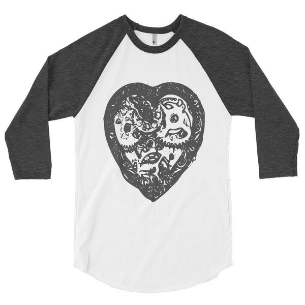 Steampunk Heart Baseball Tee - PND Apparel, Steampunk Heart Baseball Tee - Sweatshirts, tshirts, longsleeve, black and white, pillow, phonecase, poster, PND Apparel - Pnd Apparel